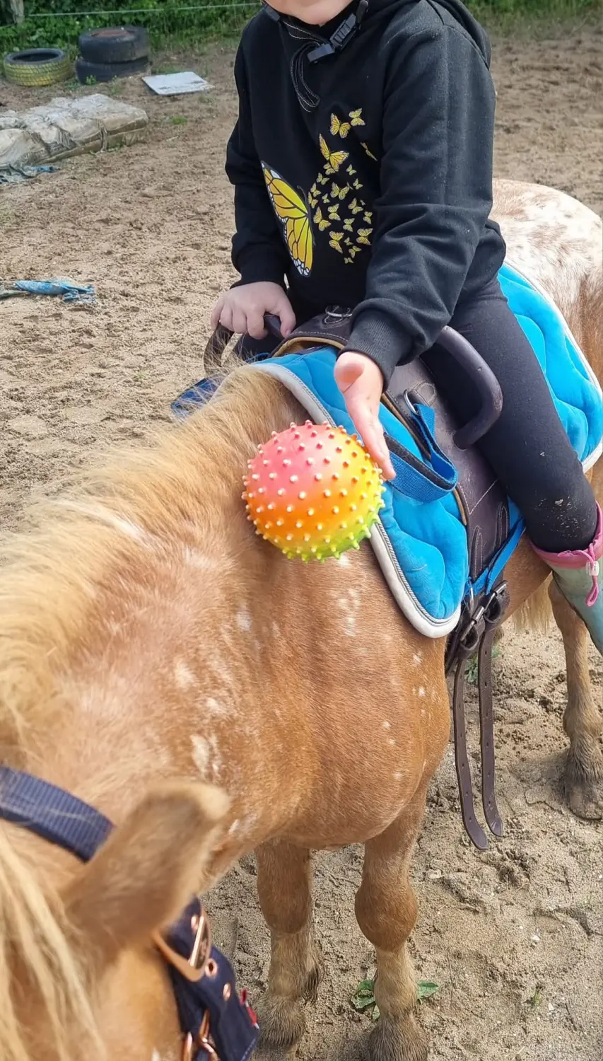 Reittherapie Seelennhalt - Reiten - Kind reitet auf einem Pferd